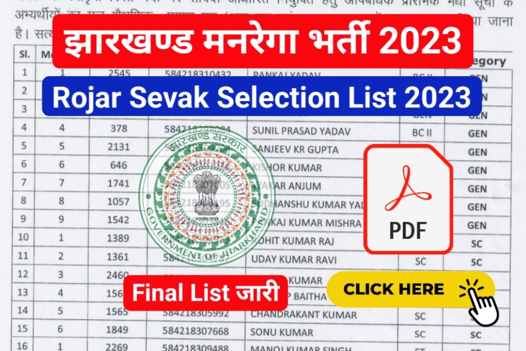 Garhwa Rojgar Sevak Selection List 2023