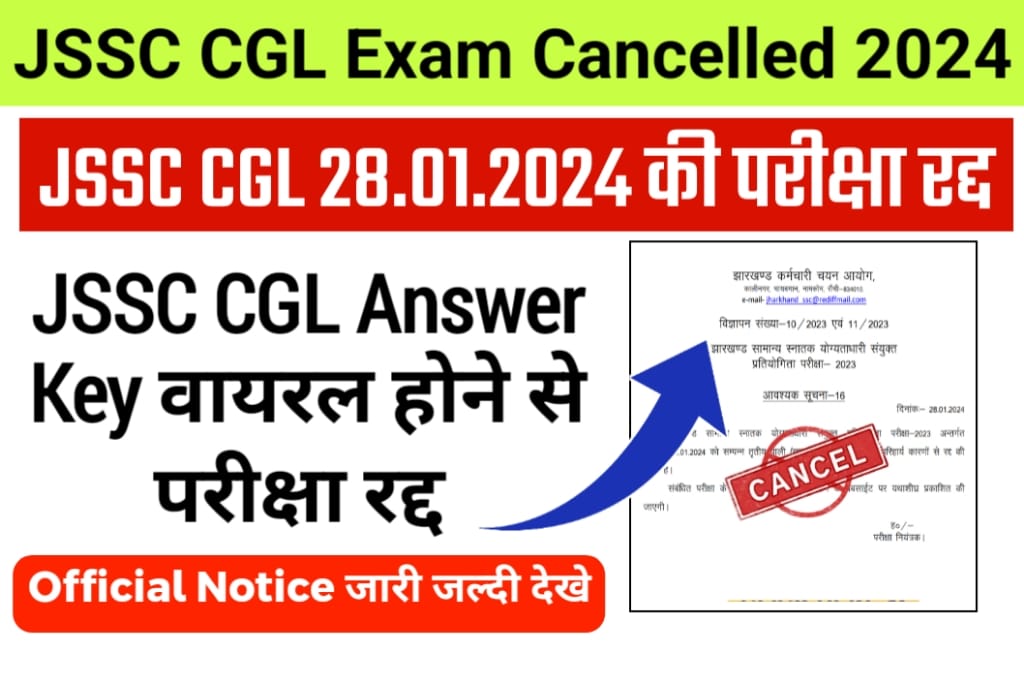 JSSC CGL Exam 2024 Cancelled