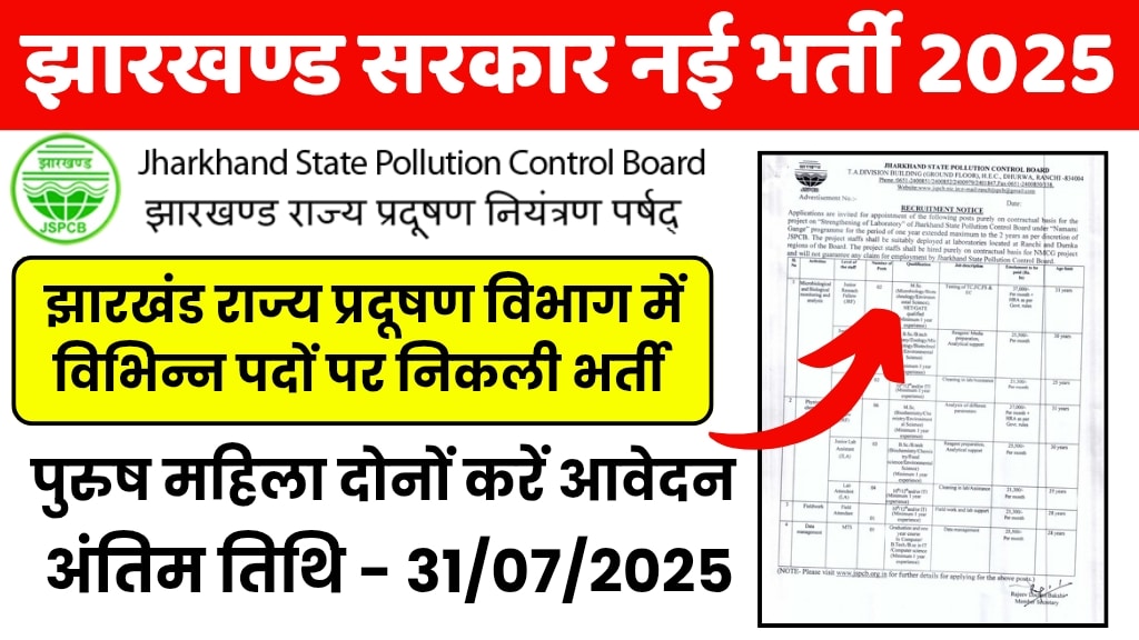 Jharkhand State Pollution Control Board Recruitment 2025